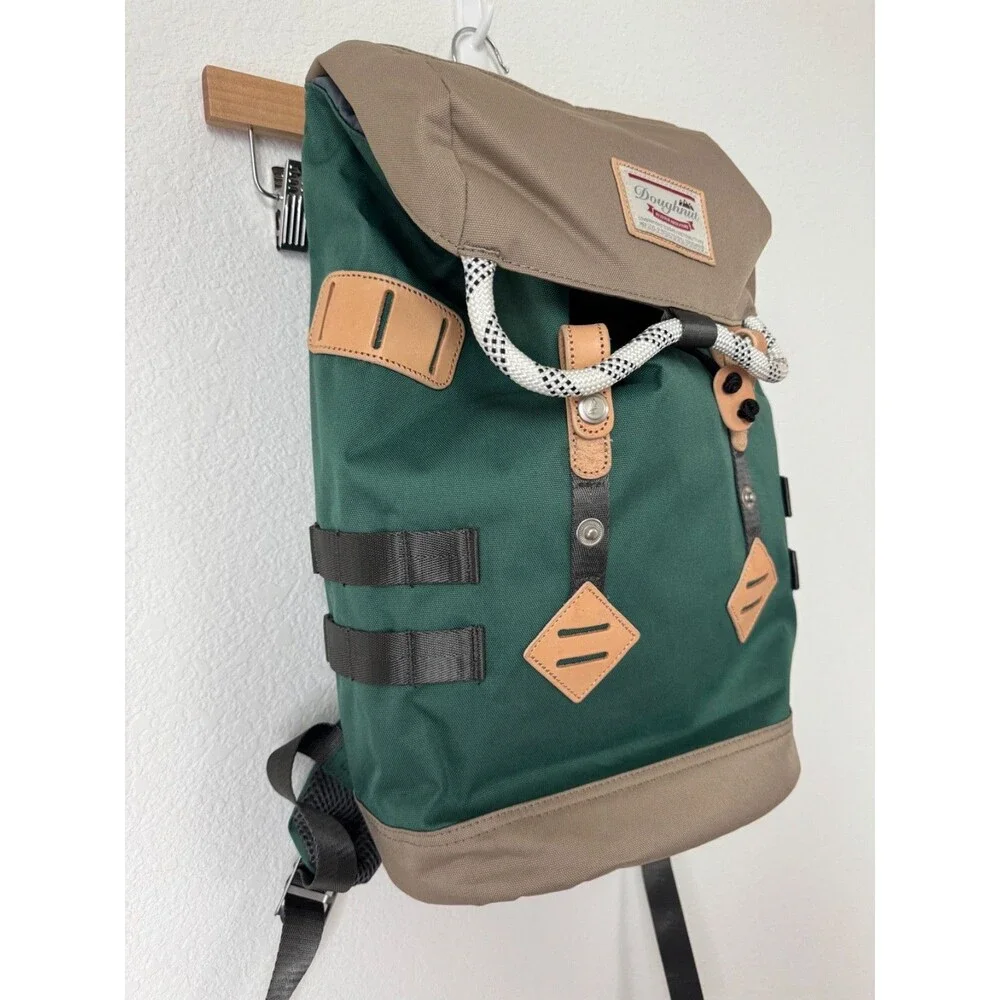 Doughnut Outdoor Adventure Green Tan Backpack Hiking Travel‎ Laptop Bag